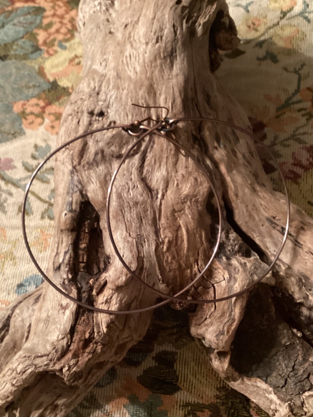 Simple Oxidized Copper Hoop Earrings Hoops 3.25”